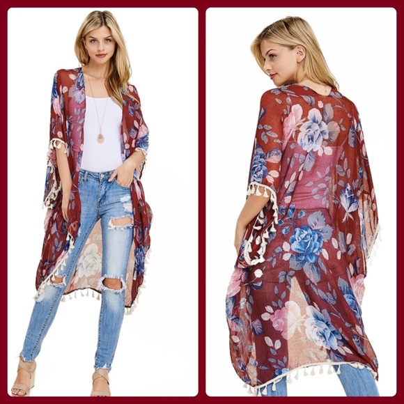 Riah Tops - ❤️pretty red floral kimono